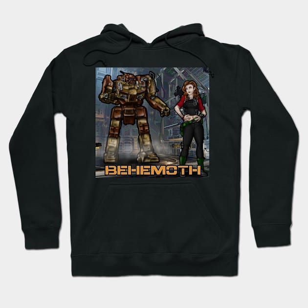 Behemoth and her SHD-2H Shadowhawk Battlemech Hoodie by Oswald's Oddities